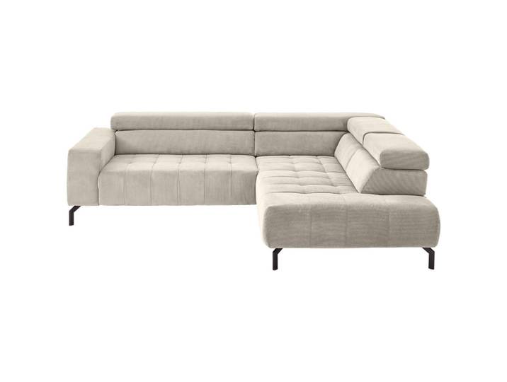 Beldomo Style Ecksofa, Hellbraun, Metall, 3-Sitzer, Ottomane rechts, L-Form, 261x214 cm, Goldenes M, Wohnzimmer, Sofas & Couches, Wohnlandschaften, Ecksofas