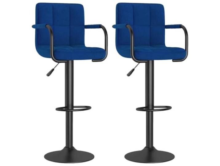 HBBMGYD Barhocker, 2 Stück, blau, Stoff, Stahl, drehbar Höhenverstellung, Gasheben, 360° drehbar, Fußstütze, pulverbeschichteter Stahl