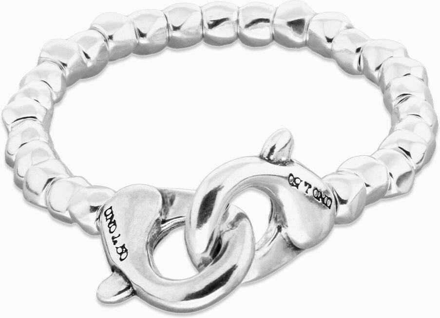 UNOde50 Pulsera de bolas bañada en plata con mosquetón entrelazado  XL