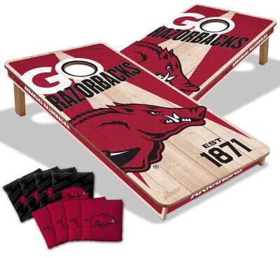 Skip's Garage Arkansas Razorbacks NCAA 2x4 Cornhole Board Set