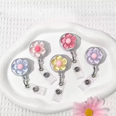 FloraClip Transparent Floral Retractable Badge Reel For ID Cards And Badges yellow