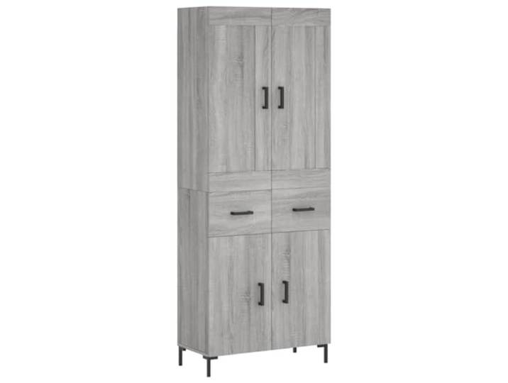 GFMGUEMV Highboard Grau Sonoma 69,5x34x180 cm Holzwerkstoff Mit Türen, Metallfüßen, viel Stauraum, für Wohnzimmer, robuste Verarbeitung