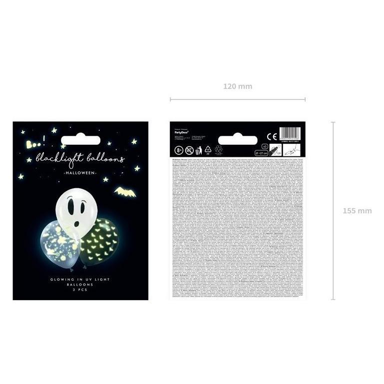 Partydeco Ballons BOO! Mehrfarbig, 7 cm (3x) (BU12-1-000-3)