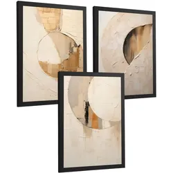 POSTER Set of 3 Abstract Geometric Wall Art Prints Modern Living Room Bedroom Kitchen Bathroom Decor Rahmenlos A3