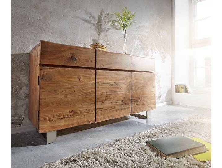 Commode Live Edge 147 cm acacia naturel 3 portes 3 tiroirs