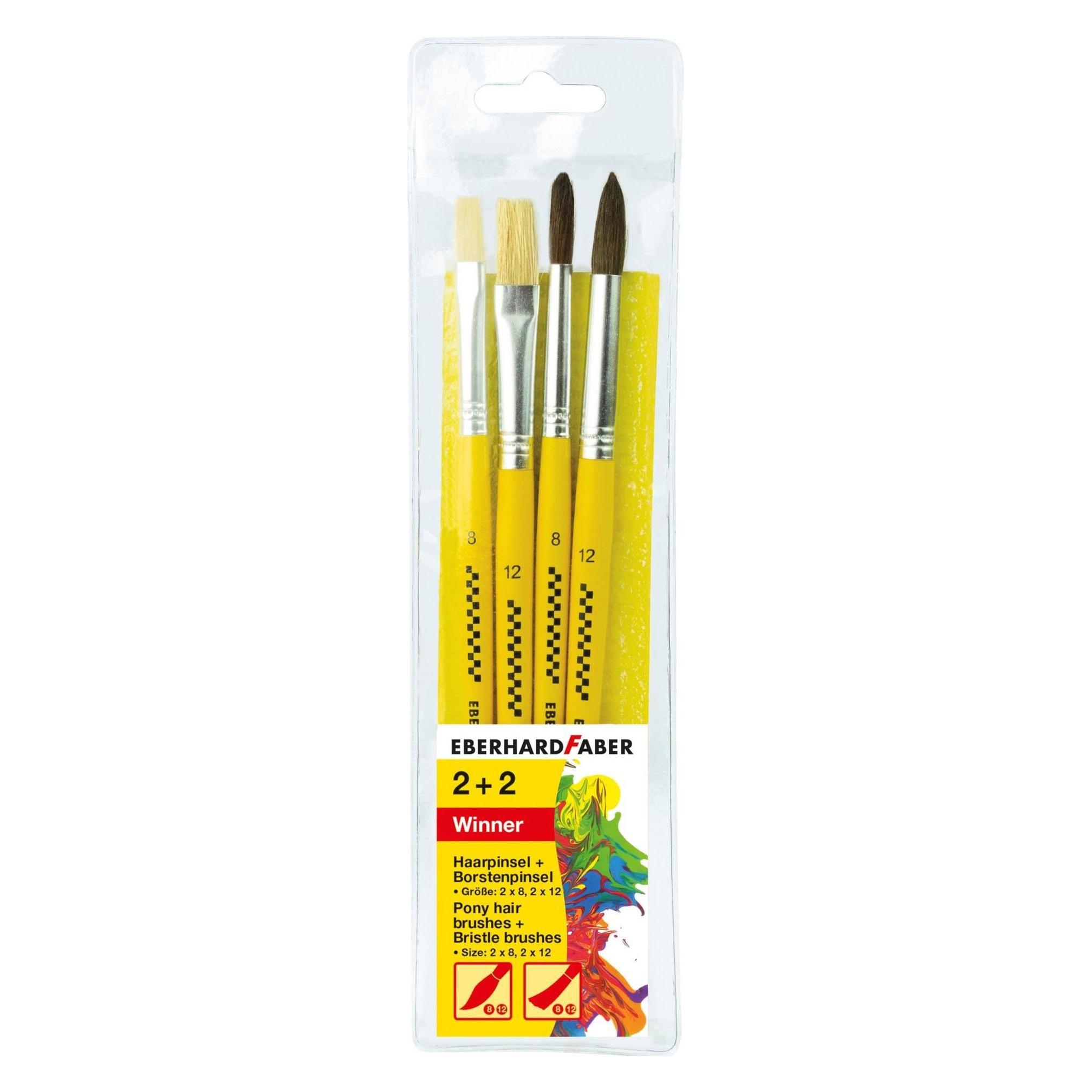 EberhardFaber Pinsel-Set Borsten/Haarpinsel, 4 Stück (579924)