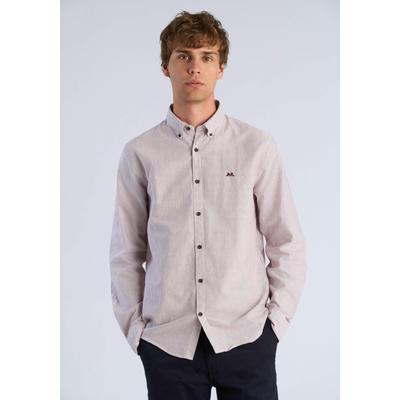 Businesshemd LINDBERGH "Business-Casual-Hemd (Langarm) Relaxed Fit", Herren, Gr. S, Normalgrößen, rosa (burgundy stripe), Obermaterial: 100% Baumwolle, Hemden