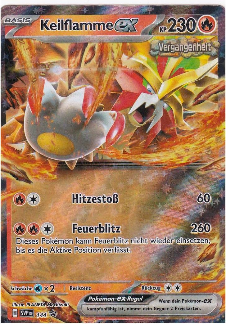 Pokémon Kaart Keilflamme ex SVP 144 Duits Originele promotiekaart uit Karmesin & Purpur voor verzamelaars
