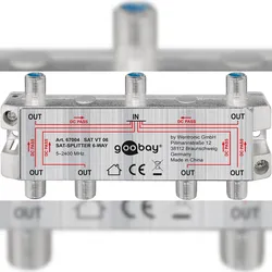 Goobay 67004 SAT-Verteiler, 6-fach, 6 x out, Silber - für Satellitenanlagen 5 MHz - 2500 MHz