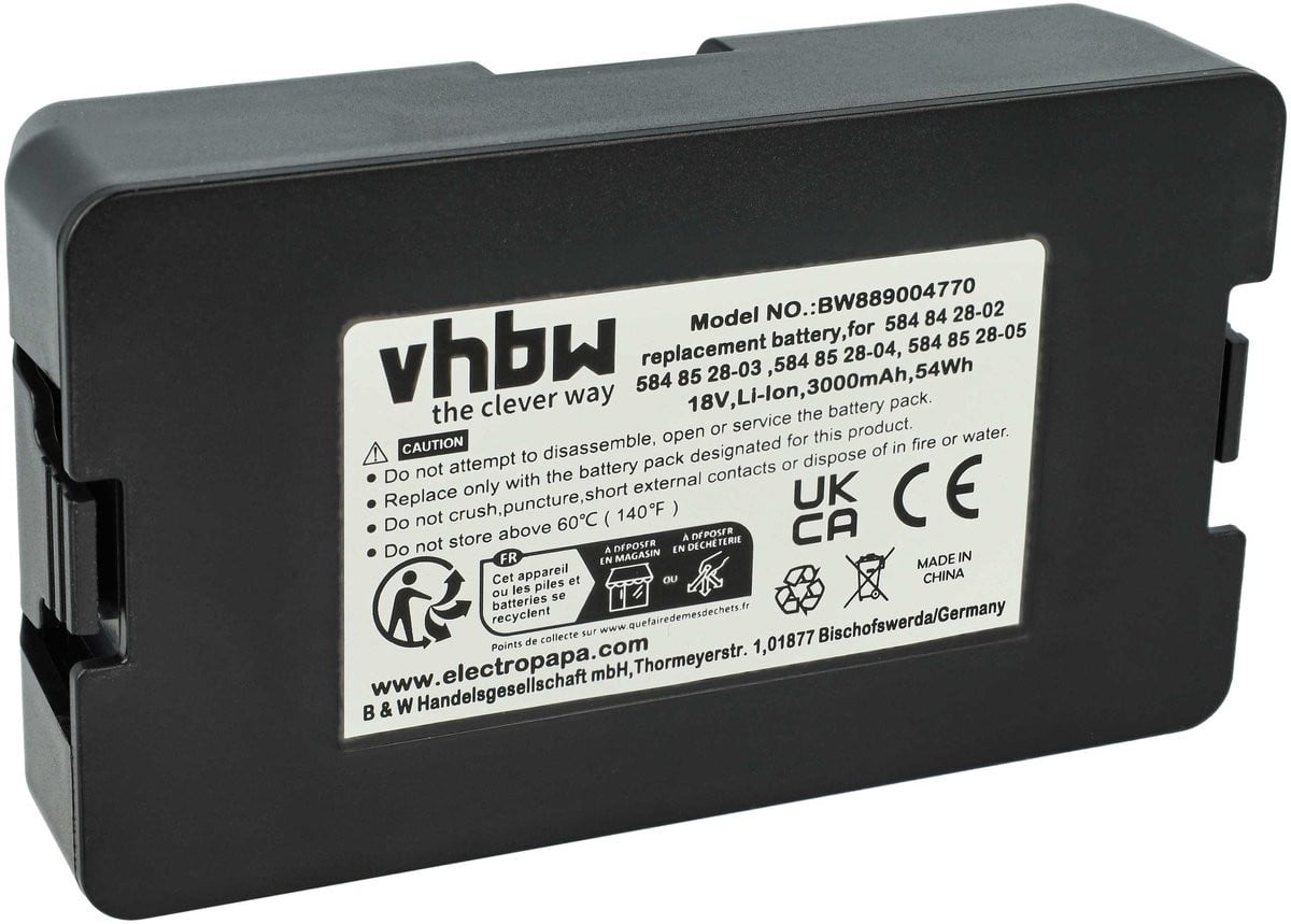 vhbw vervangingsbatterij voor Gardena robotmaaiers, 18V Li-ion, 3Ah