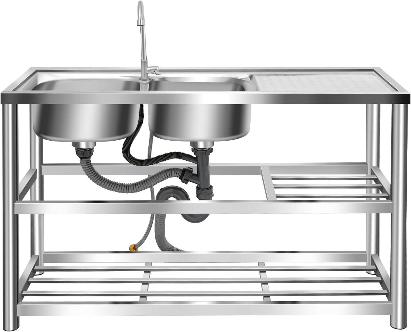 Edelstahlspüle Doppelbecken Spültisch Gastronomie Spülbecken 120cm