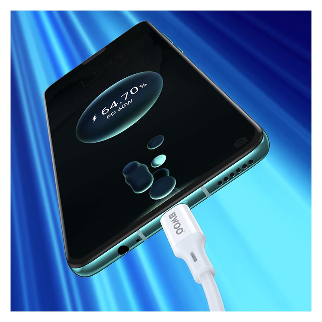 Bwoo Schnelles 60W Kabel X279C-L Typ-C zu Typ-C ABS Gehäuse + TPE (1 m, 60 W) (X282C-C)