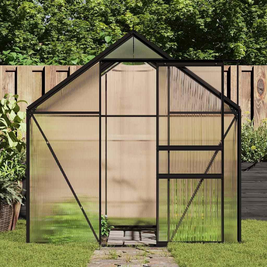 vidaXL Kas met fundering, antraciet, aluminium, 4,75 m²