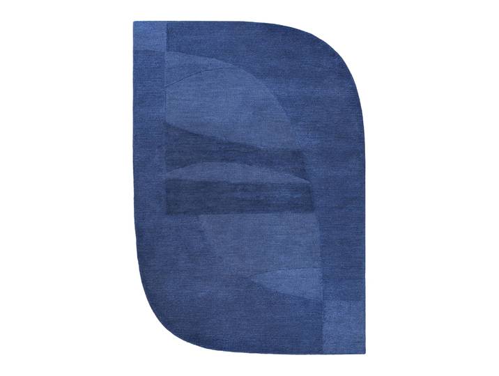 Tapis tufté à la main pure laine bleu 70x140