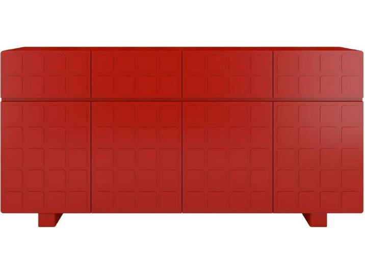 CUBO LONG Kommode 3D mit dekorierter Front / 4 Schubladen / 4 Türen / 169 cm / Rot