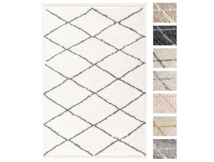 Tapis - TESSO LIVING - Shaggy - Salon - 195x290 cm - Creme Anthracite - Dessin Diamant