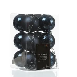 MARELIDA Weihnachtskugeln bruchfest 6cm Christbaumkugeln dunkelblau 12 Stück