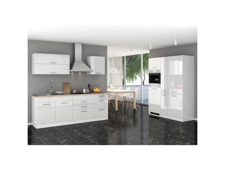 Held Küchenleerblock, Weiß Hochglanz, 8 Schublade(n) Schubladen, seitenverkehrt montierbar, nur wie online abgebildet bestellbar, 380 cm, Made in Germany, Küchen, Küchenzeilen & Küchenblöcke, Küchenzeilen ohne Geräte