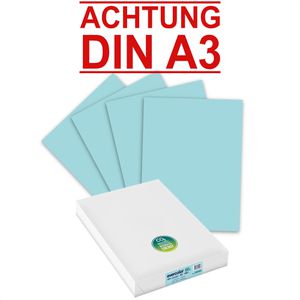Clairefontaine Kopierpapier Evercolor 30006C, A3, Recycling, 80g/qm, hellblau, 500 Blatt