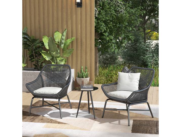 Outsunny Table Basse Ronde Ø40cm Verre Trempé Acier Noir