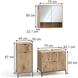 Vicco, Badmöbelset, Badmöbel-Set Eliza, Viking Oak, 3 Teile