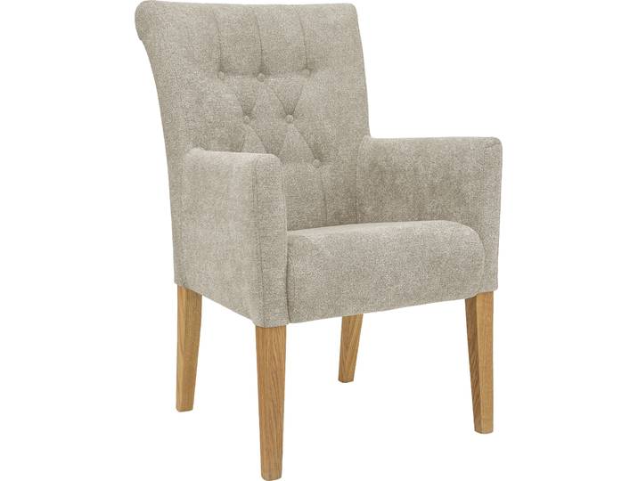 Esszimmerstuhl HOME AFFAIRE King , beige (creme, natur), B:60cm H:92cm T:65cm, Polyester, Stühle, Esszimmerstuhl, Armlehnstuhl mit Knopfheftung, Polsterstuhl