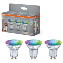 3er Pack OSRAM SMART+ Matter LED Spot GU10 WiFi 4,7W 45° RGBW Farbwechsel dimmbar - steuerbar per App und Sprachassistenten wie Alexa, Google Home, dimmbar, mit Matter