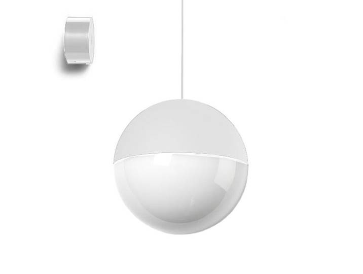 FLOS lampe à suspension STRING LIGHT SPHÈRE 22 mètres avec rosace au mur BLANC