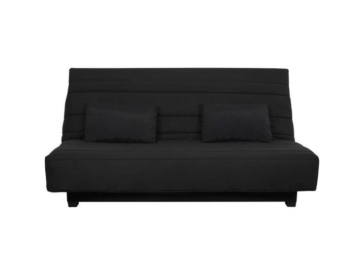 Banquette Clic clac 2 places REVEUR - Tissu noir - Matelas DUNLOPILLO - Couchage 188x128 cm