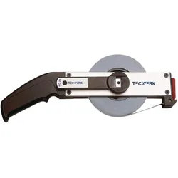 Tecwerk, Längenmesswerkzeug, Rahmenbandmass Länge 50 m Bandbreite 13 mm A cm EG II Aluminium weiss Stahlmassband (50 m)