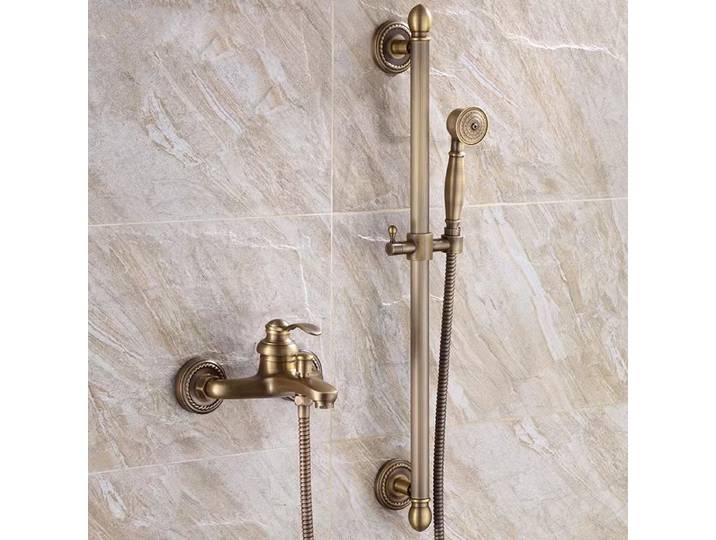 HOShower-Ensemble de douche à levier unique en laiton antique, monté au mur, baignoire classique chaude et froide