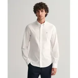 Gant für Herren. 3000102 Schmal geschnittenes Hemd aus weißer Popeline (XL), Lässig, Baumwolle, Klassisch, Langarm