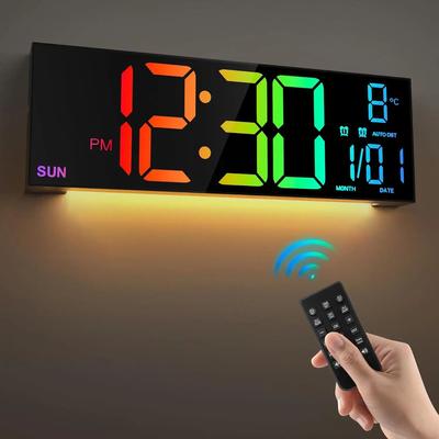 Inspire Essentials Large LED Digital Wall Clock With Remote Control And RGB Display a