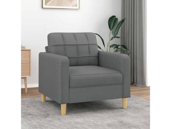 HEFZGDB Dunkelgrauer Sofasessel 60 cm Stoff Bezug Modernes Design Bequem Lesesessel mit Atmungsaktiver Polsterung und Robustem Metallgestell für Wohnzimmer