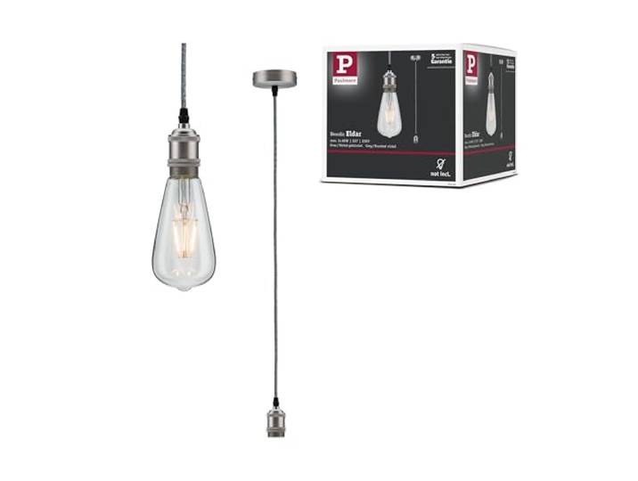Paulmann 50385 luminaire en suspension Neordic Eldar max. 60 watts suspension Gris\, Nickel éclairage de plafond métal\, luminaire suspendu Métal E27