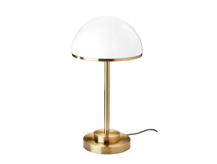 SIGNATURE - Lampe de table en laiton doré et verre blanc - COUPOLE