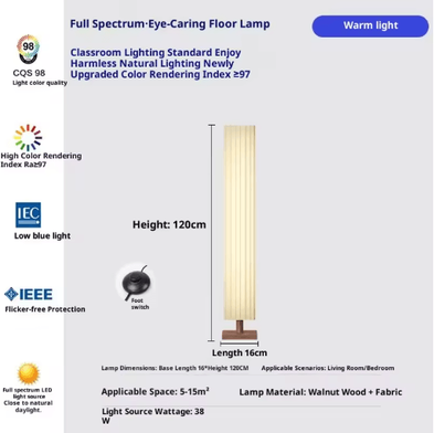 Inspire Picks Fabric LED Floor Lamp Decorative Wooden Standing Light For Living Room And Bedroom remote Control a