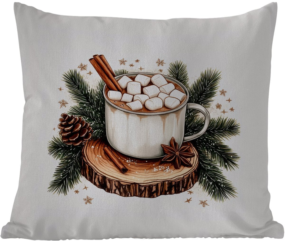 Weerbestendig buitenkussen met kerstthema Chocolademelk - 50 x 50 cm