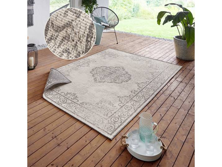Teppich HANSE HOME CEBU Wendeteppich Gr. 31, beige (creme, grau), B:160cm H:5mm L:230cm, Polypropylen (PP), Teppiche, Teppich, In-& Outdoor, Wetterfest, Balkon, Wohnzimmer, Wasserfest, Orientalisch