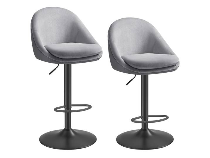 Tabourets de bar réglable en hauteur pivotant gris