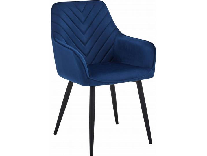 Chaise - Leobert - Nana - Velours Bleu Marine/Pieds Noirs