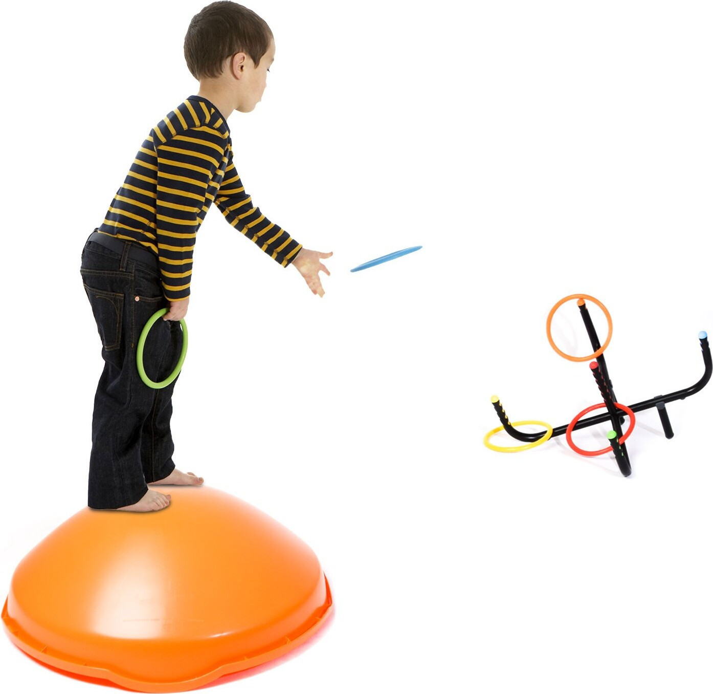 Gonge Spielkreisel Mini Top met werpspel - Oranje
