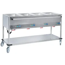 Mobiltherm BW4L, Fahrbarer Speisenausgabewagen, Edelstahlausführung, 4 GN, 1650 x 700 x 900 mm