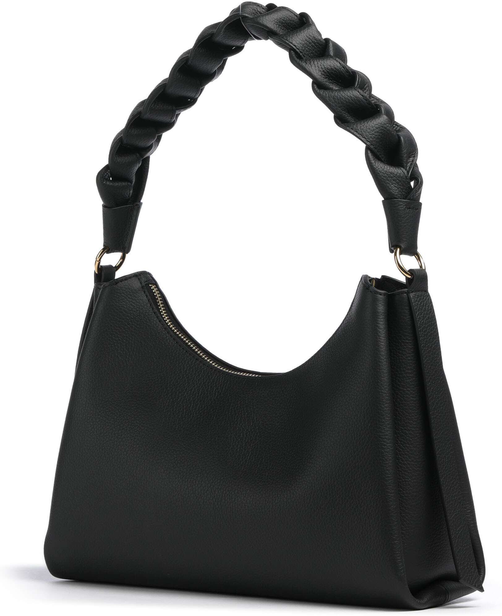 Coccinelle Boheme Grana Double Schultertasche aus Leder, schwarz