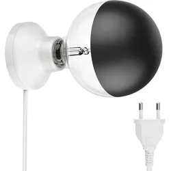 ledscom.de E27 Porzellan Lampen-Fassung Elektra, rund mit Stecker und Schalter, weiß 90mm inkl. E27 Leuchtmittel 660lm warmweiß