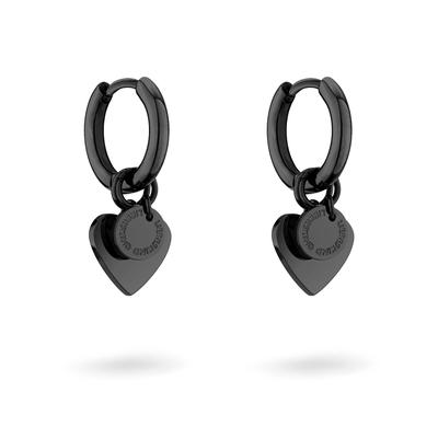 Paar Creolen LIEBESKIND BERLIN "Schmuck Edelstahl Layered Love", schwarz, Ohrringe, Damen, Edelstahl