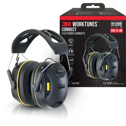 3M WorkTunes Connect Wireless Gehörschutz mit Bluetooth Technology Kopfbügel, schwarz, 94-110 dB, SNR 33 dB, 90570E-1