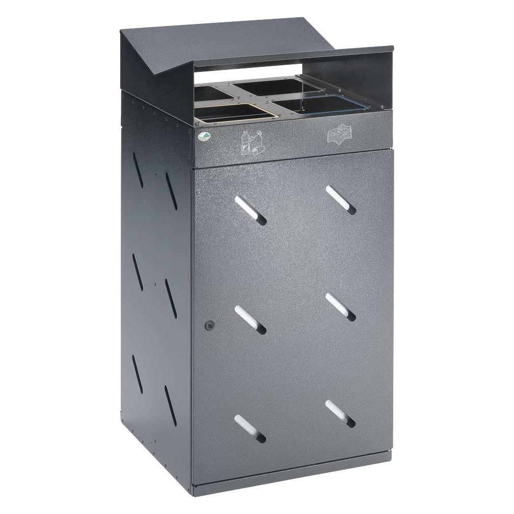 VAR Wertstoffsammelstation, 4fach-Einwurf, Volumen 200 l, antiksilber (200 l) (21340)