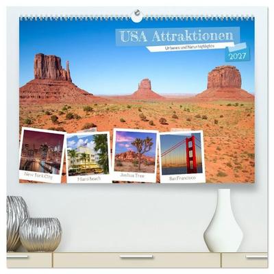 USA ATTRAKTIONEN Urbanes und Naturhighlights (hochwertiger Premium Wandkalender 2027 DIN A2 quer), Kunstdruck in Hochglanz
