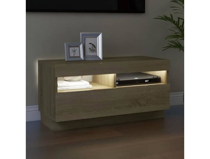 Meuble TV KIMISS avec lumières LED Chêne sonoma 80x35x40 cm